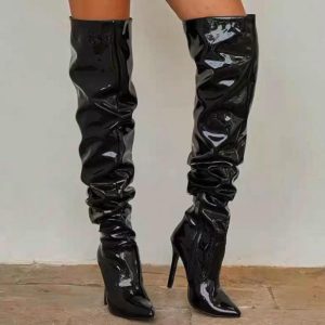 High Knee Glamorous Black Boots